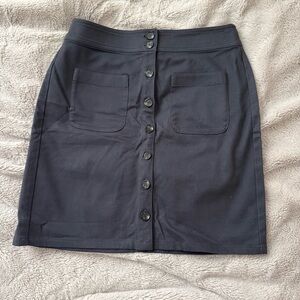 LOFT Outlet Charcoal Grey Button-Front Skirt